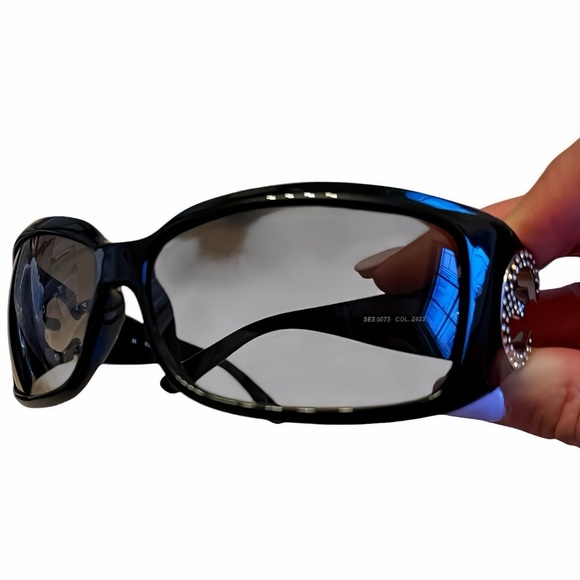 Escada SES 067S COL Z42X Black Rhinestone Logo Sunglasses – Excellent Condition - Picture 8 of 8